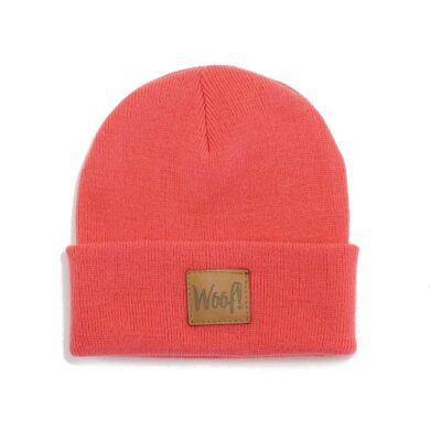 Coral hat with patch