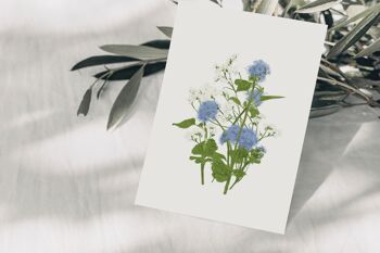 Carte postale plage lavande bouquet bleu blanc, certifiée FSC 2
