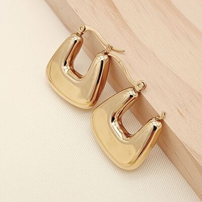 Gold thick square hoop earrings