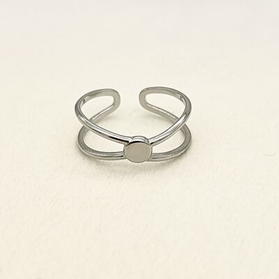 Anillo líneas cruzadas plata