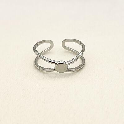 Silberner Ring mit gekreuzten Linien
