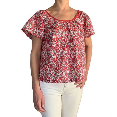 Top papillon Liberty Wiltshire rouge