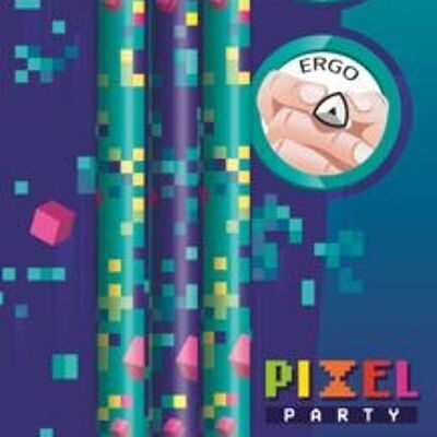 HB KUNSTSTOFF-GRAPHITBLEISTIFT PIXEL PARTY RADIERER BLISTER X6