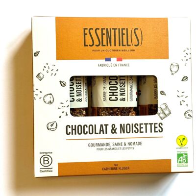 Barritas de Granola de Chocolate y Avellanas en cartones de 12 cajas de 3 barritas de 40 g