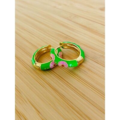 Green/pink Pépite earrings