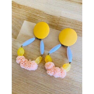 Yellow ANCOLÏE earrings, salmon