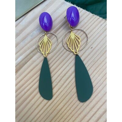 Boucles d'oreilles AGÄPANTHE violet/vert