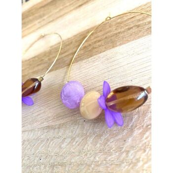 Boucles d'oreilles LÏNE mauve 3