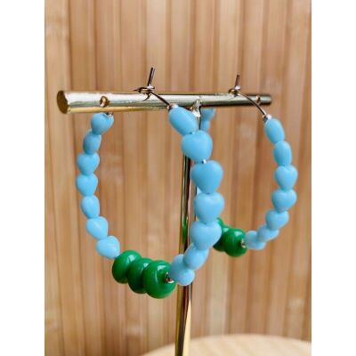 Boucles d'oreilles HORTENSÏA vert,bleu