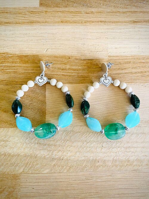 Boucles d'oreilles MILLA vert, turquoise