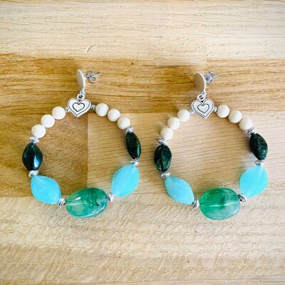 Boucles d'oreilles MILLA vert, turquoise