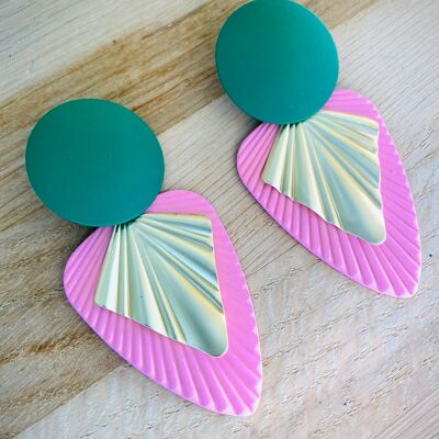 Boucles d'oreilles LAILA rose, vert