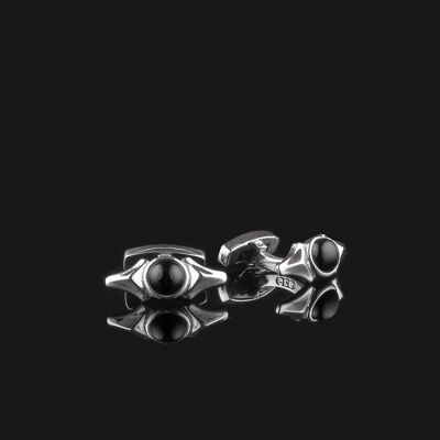 Bouton de manchette en argent sterling 925 et onyx Kudos