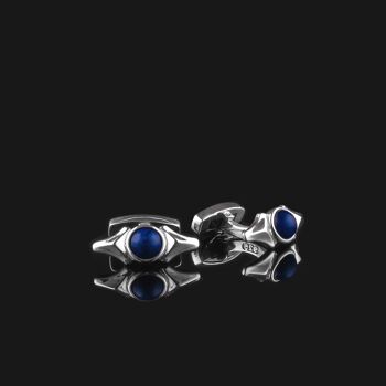 Bouton de manchette en argent sterling 925 et lapis-lazuli Kudos