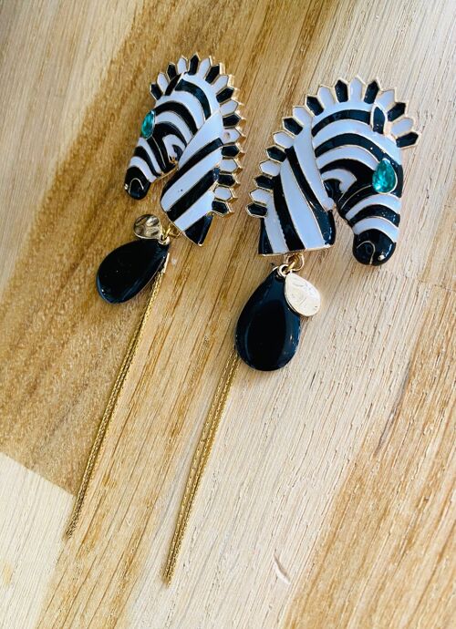 Boucles d'oreilles SAVANE noir, blanc