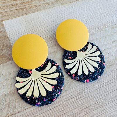 MYRTIYE Earrings black, mustard