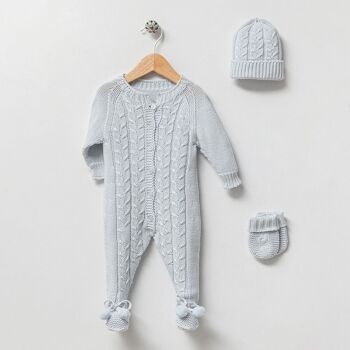 Ensemble combinaison et bonnet élégants en tricot de coton biologique à pompons 5