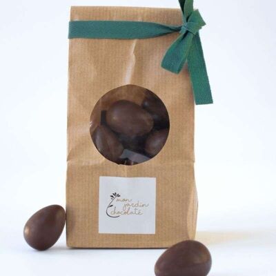 Organic hazelnut eggs in 37% milk chocolate - bag of 20