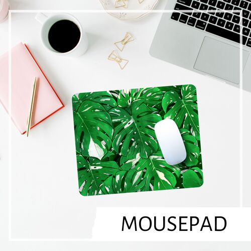 Mousepad - Monstera variegata Illustration, Büro Home Office