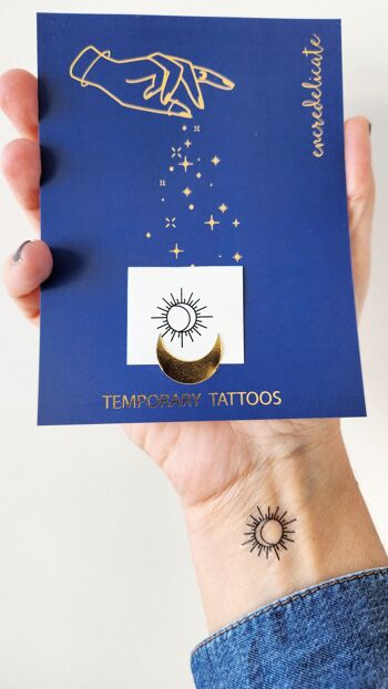 Tatouages éphémères minimalistes de soleil et de lune (set de 6) 2