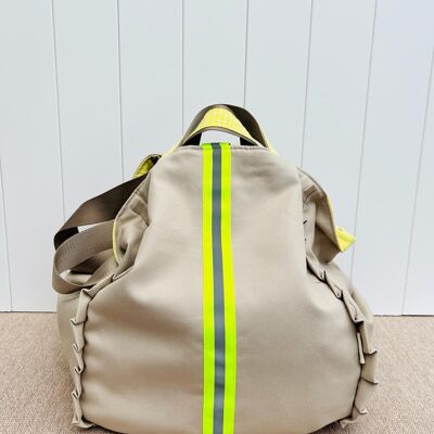 Sac en tissu de coton avec détails jaune fluor, modèle Yellow Fluorine