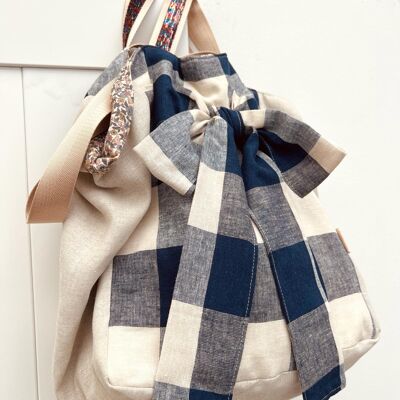 Cotton and linen gingham fabric bag Dreamy model