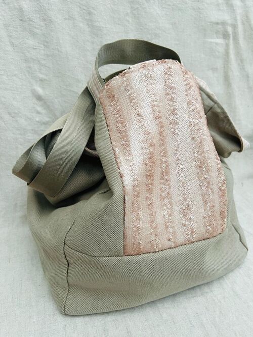 Bolso de tela de algodón con lentejuelas rosas modelo Paillette