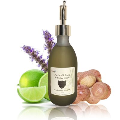 Olio da Barba Patchouli, Lime e Legno di Cedro - Flacone da 300 ml