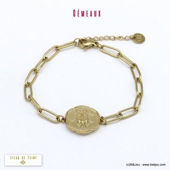 bracelet signe zodiaque GEMEAUX astro acier 0220023 1