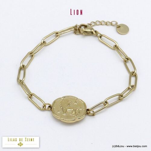 bracelet signe astro LION zodiacal acier 0220025