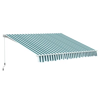 Wikinger awning articulated arm awning sun protection with hand crank 3.5 x2.5m green + white aluminum + polyester