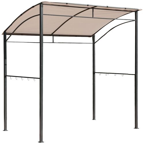 Wikinger BBQ Gazebo BBQ Canopy Rain Shelter UV Resistant Hook Steel Frame Polyester Beige+Dark Gray 215x150x220cm