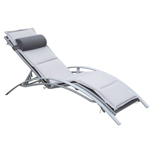Wikinger sun lounger, garden lounger, garden chair, recliner, deck chair, aluminum, adjustable, gray 170 x 64 x 82 cm