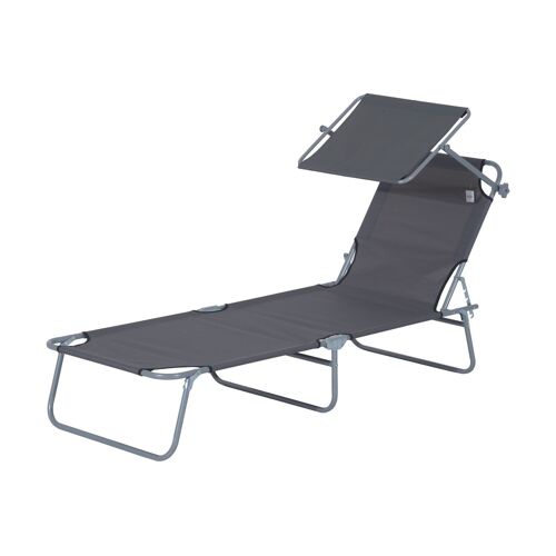 Wikinger sun lounger foldable garden lounger deck chair beach lounger with sun protection gray 187 x 58 x 36 cm