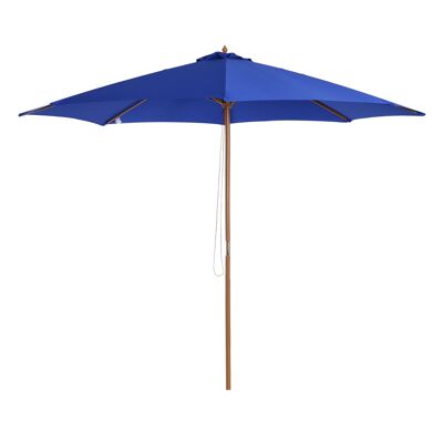 Wikinger parasol en bois parasol en bois parasol de jardin parasol de balcon 3m bleu