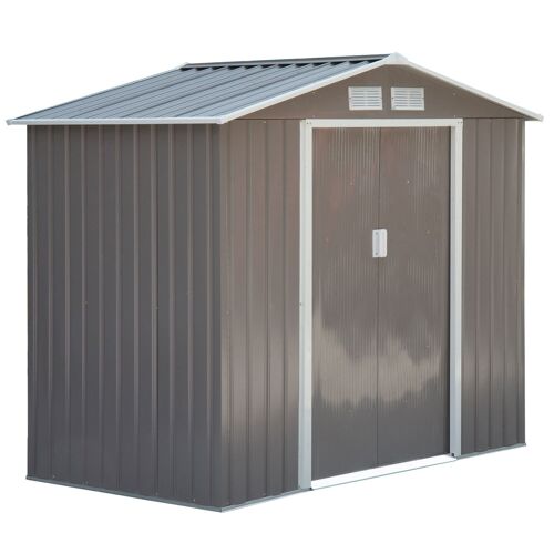 Wikinger Tool Shed Garden Shed Garden Shed with Floor Frame and Sliding Doors Weatherproof Steel Light Green 213 x 130 x 185 cm
