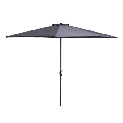 Ombrellone Wikinger, ombrellone a manovella, ombrellone da giardino, ombrellone da mercato, in metallo, semicircolare, grigio + nero