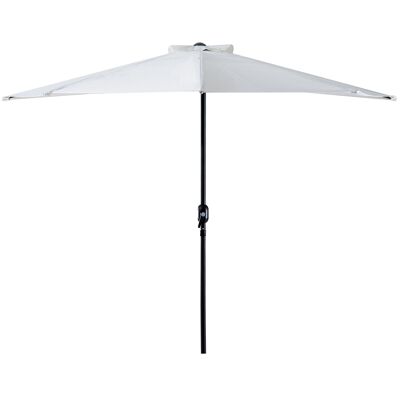 Wikinger Parasol, Parasol à manivelle, Parasol de jardin, Parasol de marché, Métal, Demi-rond, Blanc crème + Noir