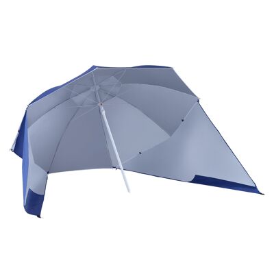 Wikinger 2 in 1 Parasol Beach Umbrella Wind Shield Beach Shell Blue Φ210xH222cm