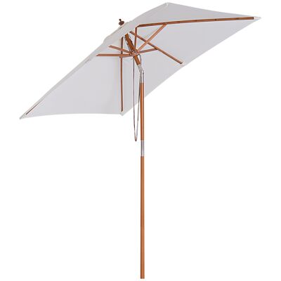 Ombrellone Wikinger, ombrellone da giardino pieghevole, ombrellone da spiaggia, regolabile su 3 livelli, legno di abete + poliestere, bianco crema, 200 x 150 x 230 cm