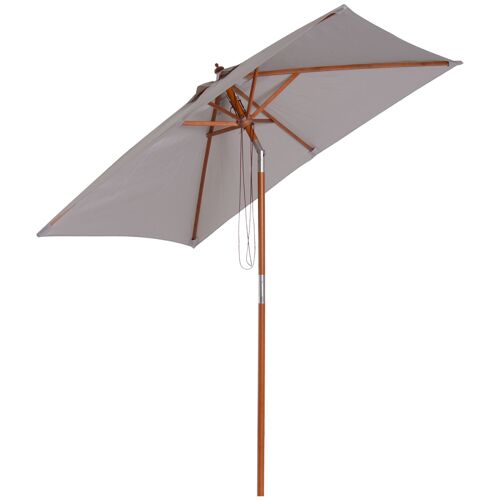 Wikinger parasol, foldable garden parasol, beach parasol, 3-stage adjustable, fir wood + polyester gray 200 x 150 x 230 cm