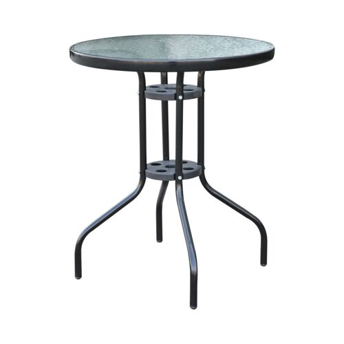 Wikinger garden table, balcony table, bistro table, glass table, side table, metal + safety glass∅60xH70cm