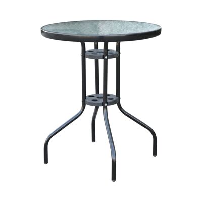 Tavolo da giardino Wikinger, tavolo da balcone, tavolo da bistrot, tavolo in vetro, tavolino, metallo + vetro di sicurezza∅60xH70cm