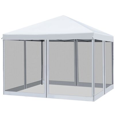 Wikinger folding pavilion gazebo folding tent with side walls incl. carrying bag metal+oxford cream white 3x3m