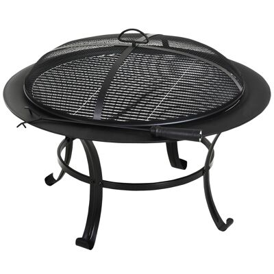 Wikinger fire bowl fire basket fire pit with spark protection grill grate garden black Ø76xH55cm