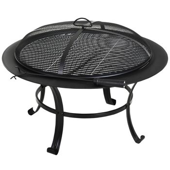 Wikinger brasero brasero brasero avec protection contre les étincelles grille de jardin noir Ø76xH55cm