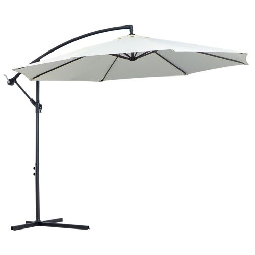 Wikinger parasol cantilever parasol, crank parasol with hand crank, round, steel arched rods and steel standing rods, polyester fabric, cream, Ø3 x 2.5H m