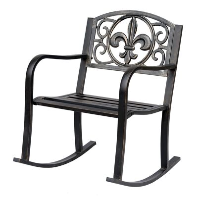 Wikinger sedia a dondolo sedia da giardino sedia relax metallo antico bronzo