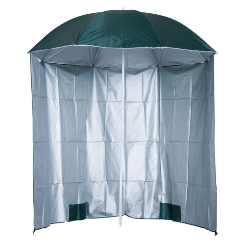Wikinger Parasol Beach Umbrella Sun Protection with Side Wall Beach Polyester Dark Green 2.2 x H2.2m
