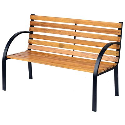 Wikinger banquette de jardin banc de parc 2 places jardin acier + bois de pin nature L122 x P60 x H80 cm